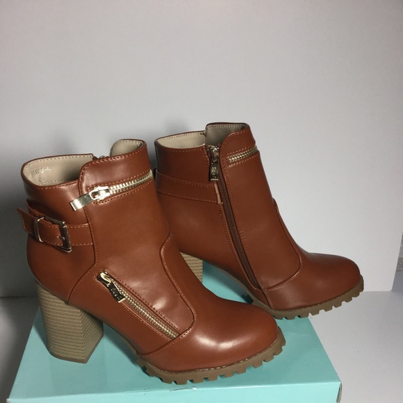 New Mango  Camel Block Heel ankle booties Size 8.5 - Picture 5 of 7